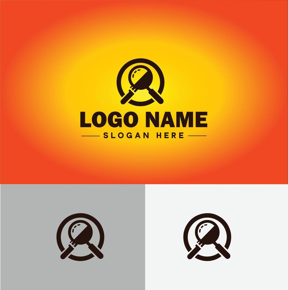 Magnifying Glass Search Zoom Find logo icon for business brand app icon people finder infinity searching logo template vector