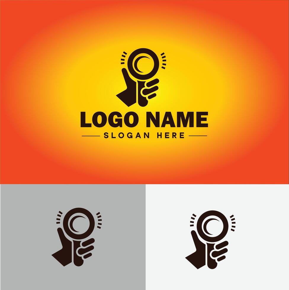 Magnifying Glass Search Zoom Find logo icon for business brand app icon people finder infinity searching logo template vector