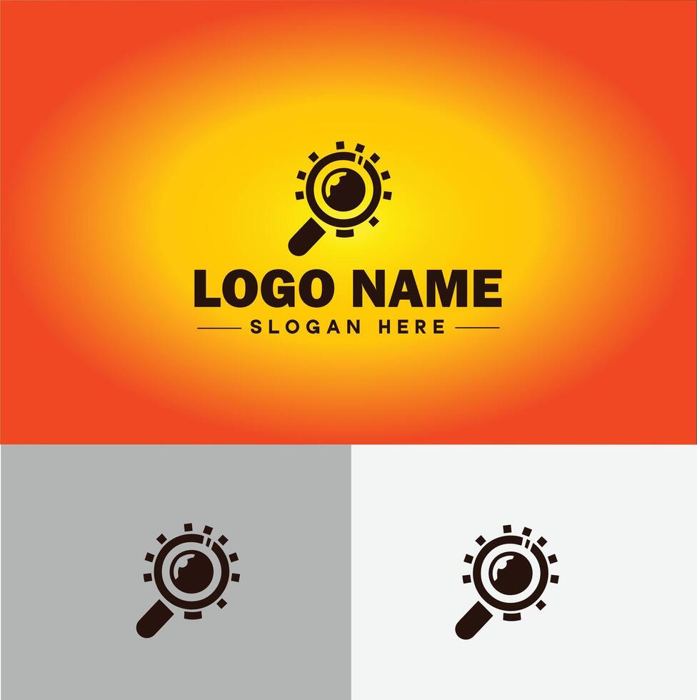 Magnifying Glass Search Zoom Find logo icon for business brand app icon people finder infinity searching logo template vector