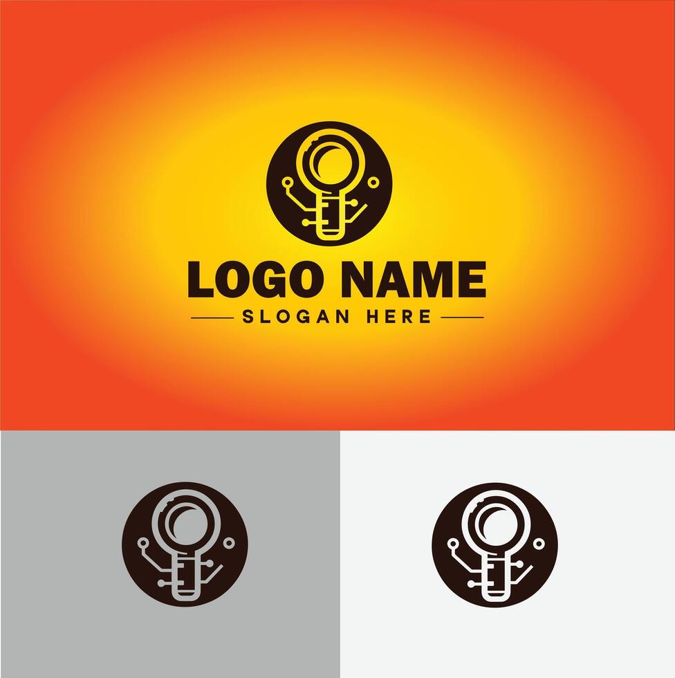 Magnifying Glass Search Zoom Find logo icon for business brand app icon people finder infinity searching logo template vector