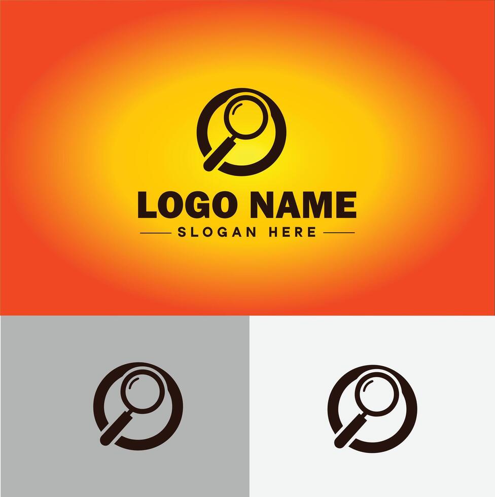 Magnifying Glass Search Zoom Find logo icon for business brand app icon people finder infinity searching logo template vector