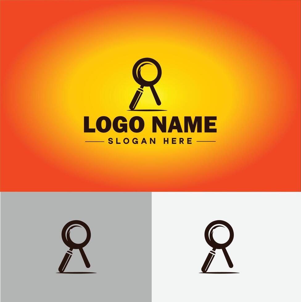 Magnifying Glass Search Zoom Find logo icon for business brand app icon people finder infinity searching logo template vector