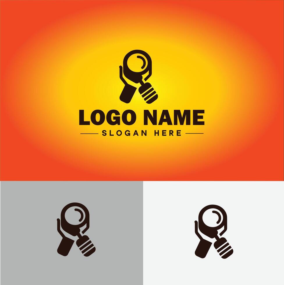 Magnifying Glass Search Zoom Find logo icon for business brand app icon people finder infinity searching logo template vector