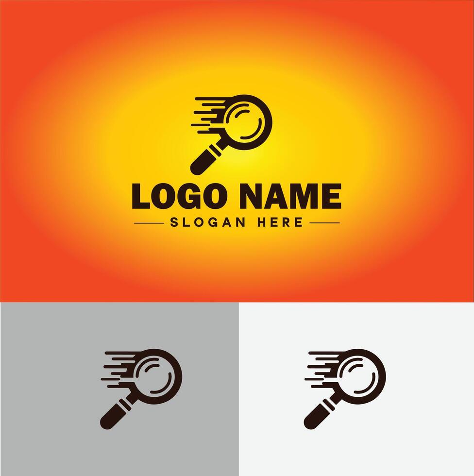 Magnifying Glass Search Zoom Find logo icon for business brand app icon people finder infinity searching logo template vector