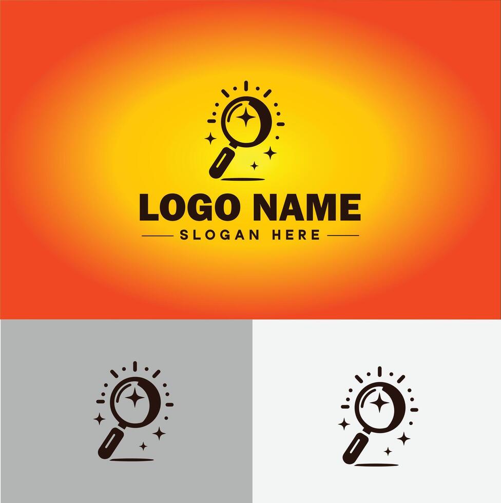 Magnifying Glass Search Zoom Find logo icon for business brand app icon people finder infinity searching logo template vector