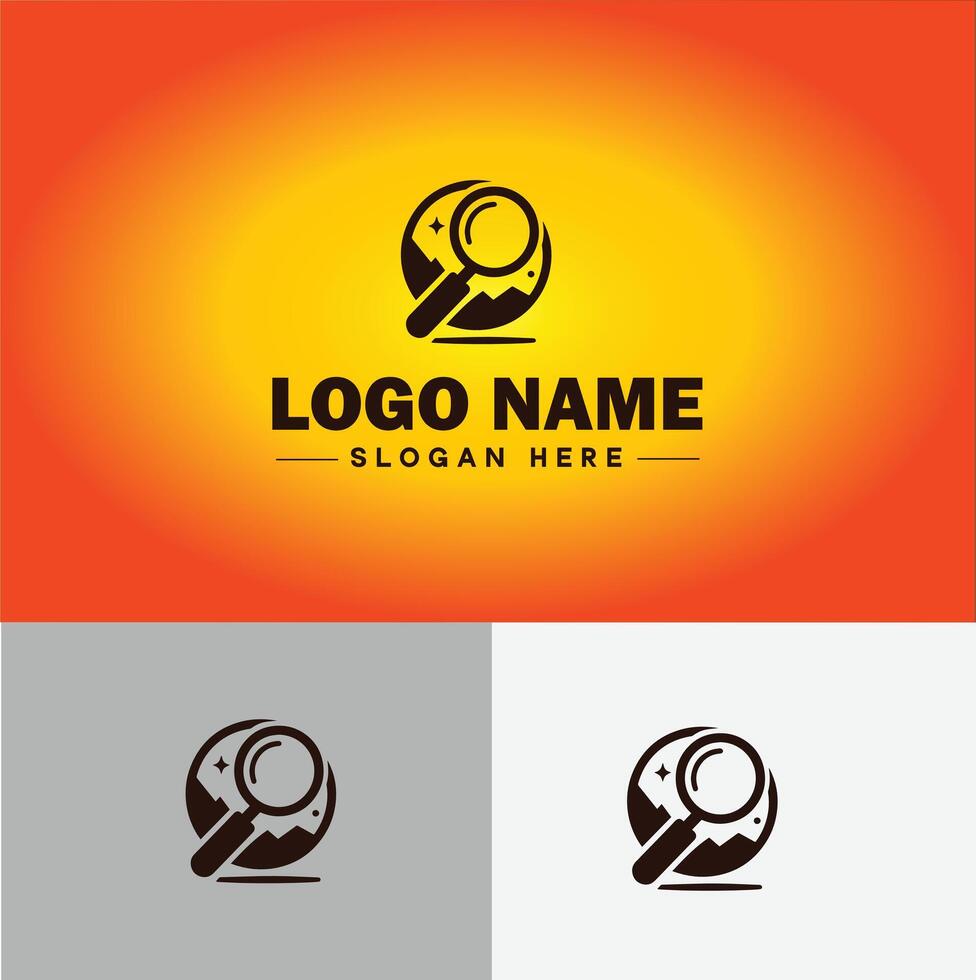 Magnifying Glass Search Zoom Find logo icon for business brand app icon people finder infinity searching logo template vector