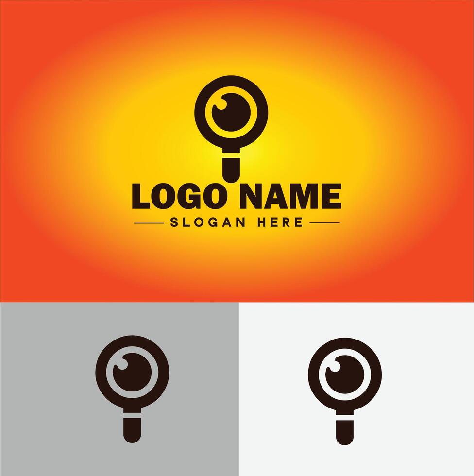 Magnifying Glass Search Zoom Find logo icon for business brand app icon people finder infinity searching logo template vector