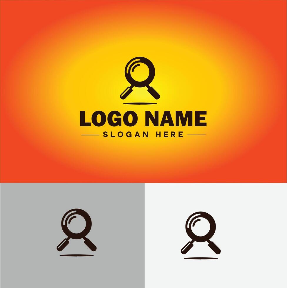 Magnifying Glass Search Zoom Find logo icon for business brand app icon people finder infinity searching logo template vector