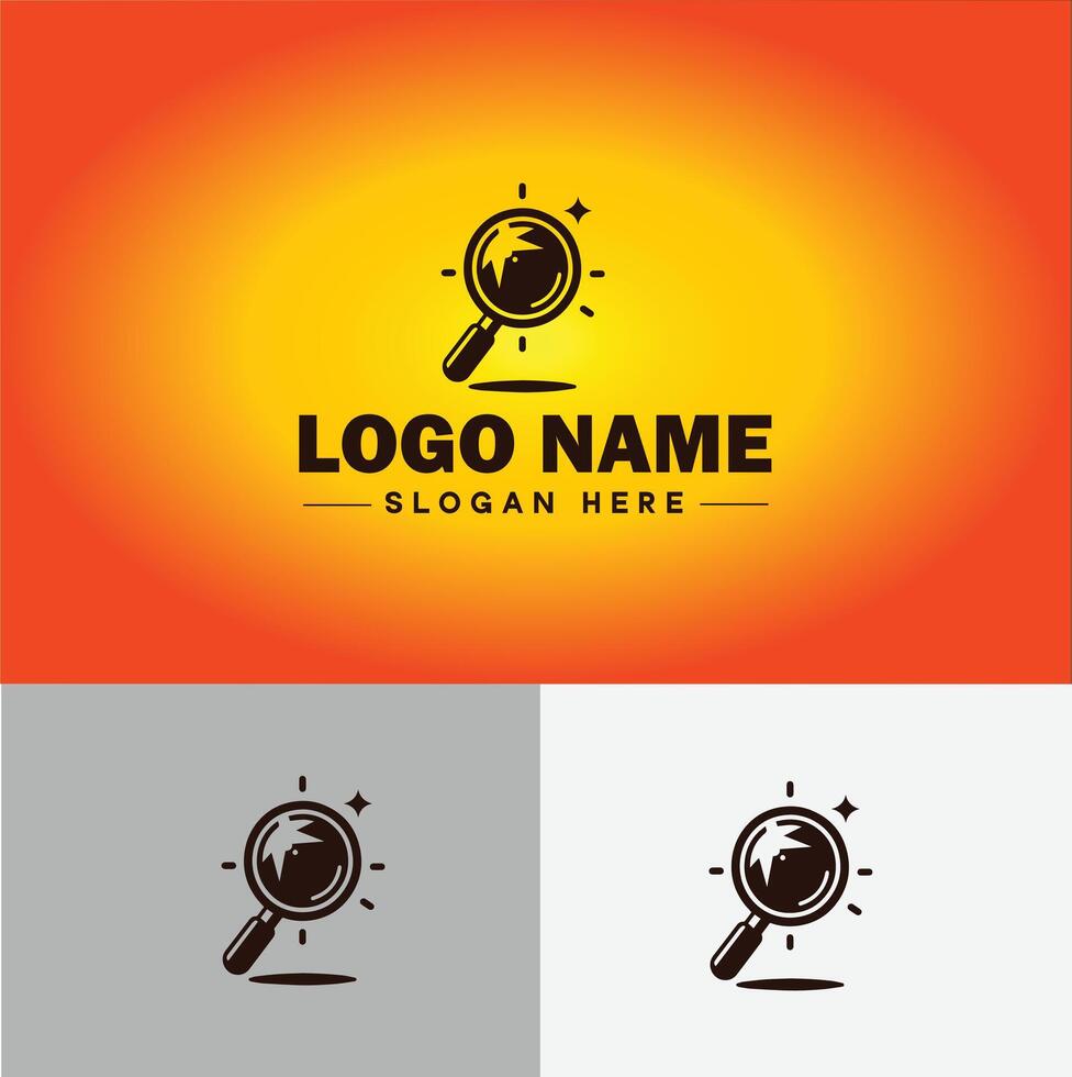 Magnifying Glass Search Zoom Find logo icon for business brand app icon people finder infinity searching logo template vector