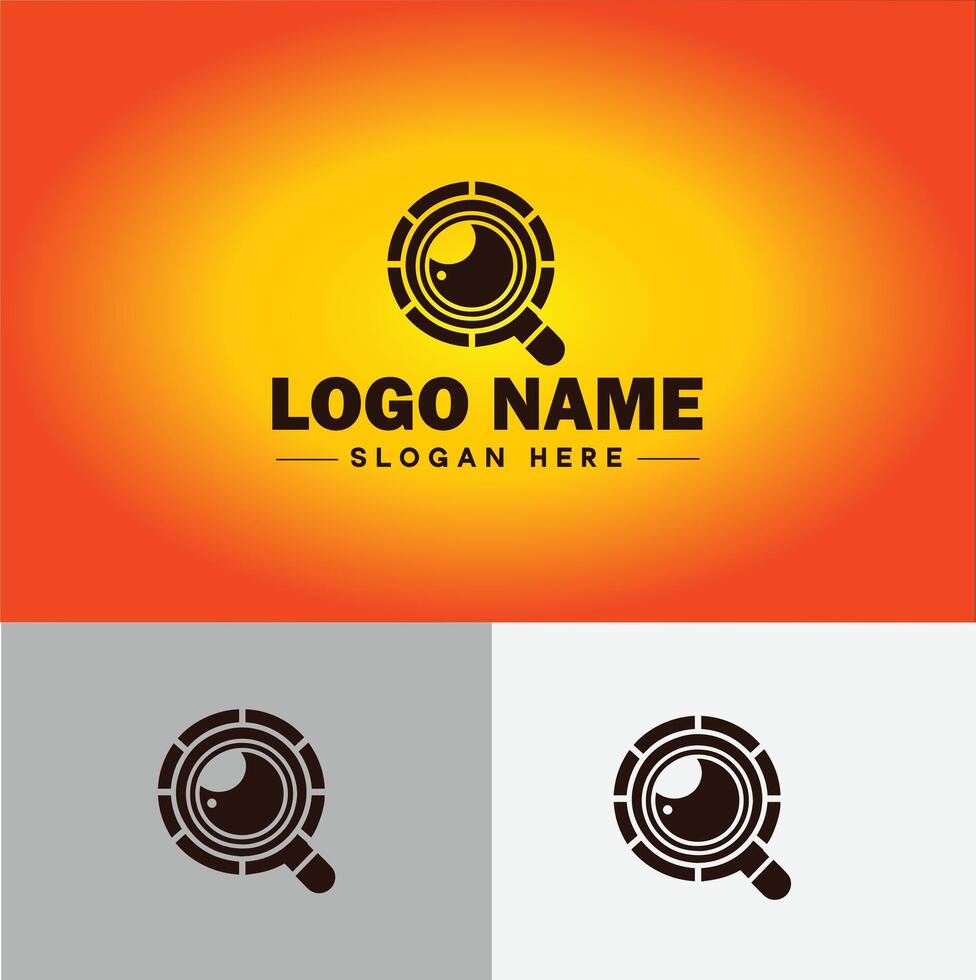 Magnifying Glass Search Zoom Find logo icon for business brand app icon people finder infinity searching logo template vector