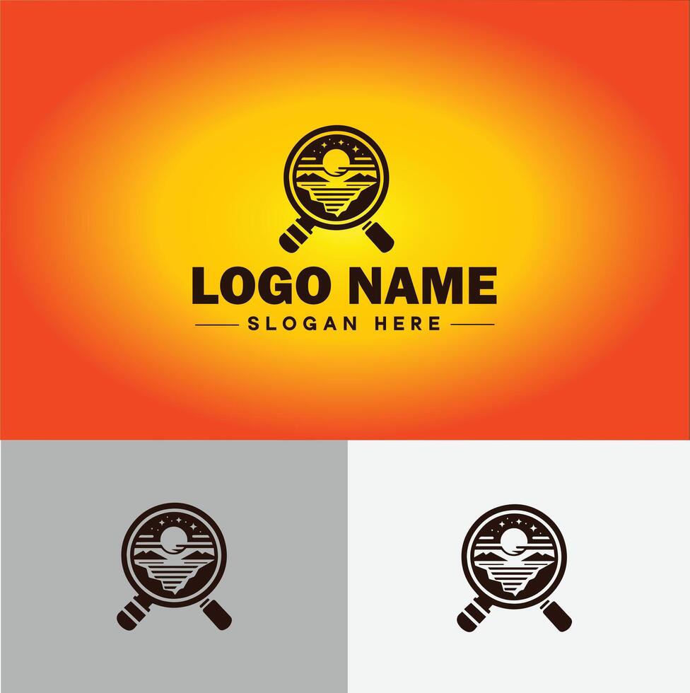 Magnifying Glass Search Zoom Find logo icon for business brand app icon people finder infinity searching logo template vector