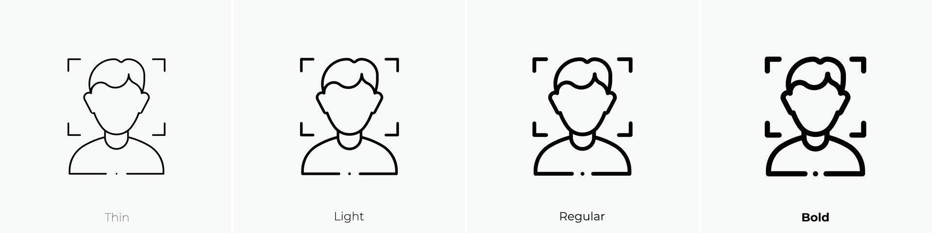 face detection icon. Thin, Light, Regular And Bold style design isolated on white background vector