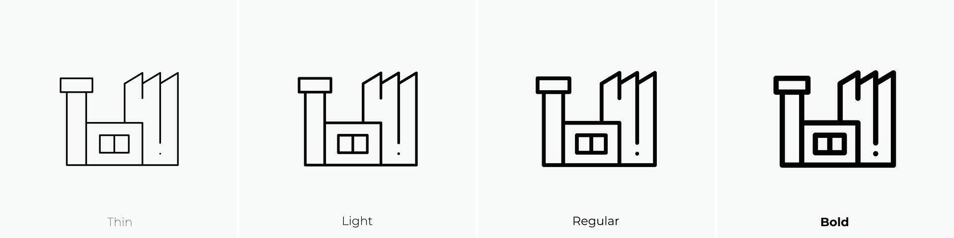 factory icon. Thin, Light, Regular And Bold style design isolated on white background vector