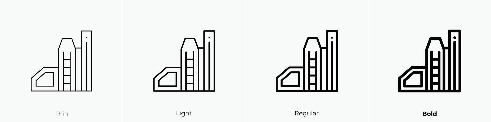 factory icon. Thin, Light, Regular And Bold style design isolated on white background vector