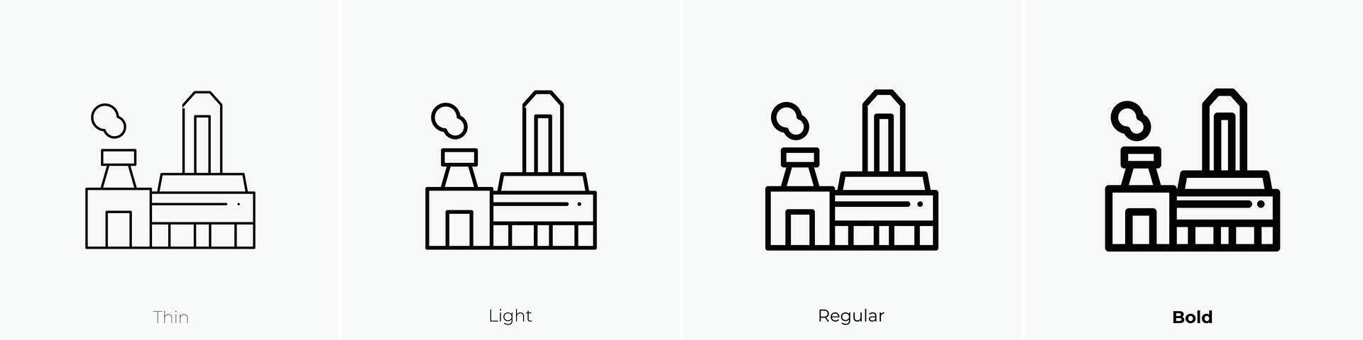 factory icon. Thin, Light, Regular And Bold style design isolated on white background vector