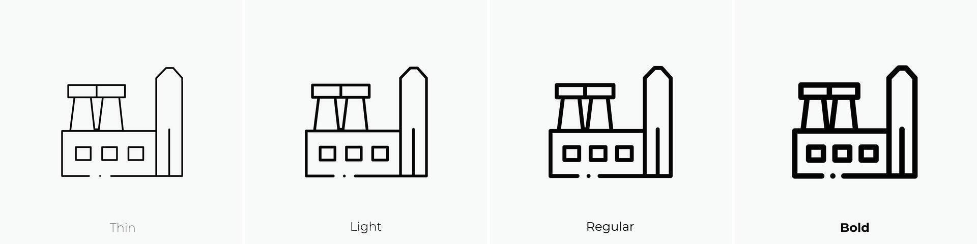 factory icon. Thin, Light, Regular And Bold style design isolated on white background vector