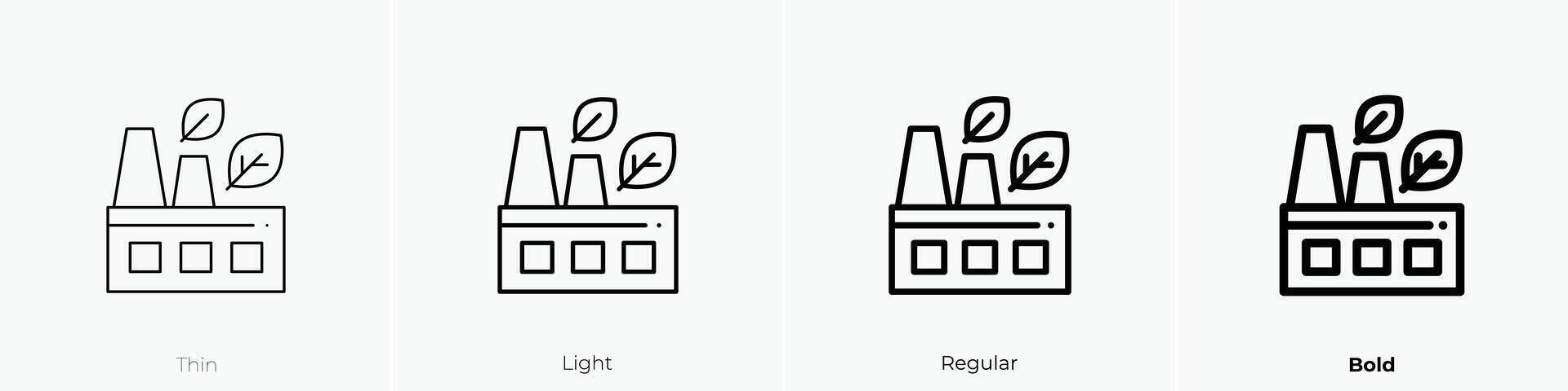 factory icon. Thin, Light, Regular And Bold style design isolated on white background vector