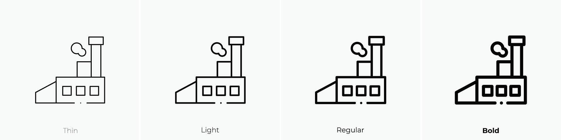 factory icon. Thin, Light, Regular And Bold style design isolated on white background vector