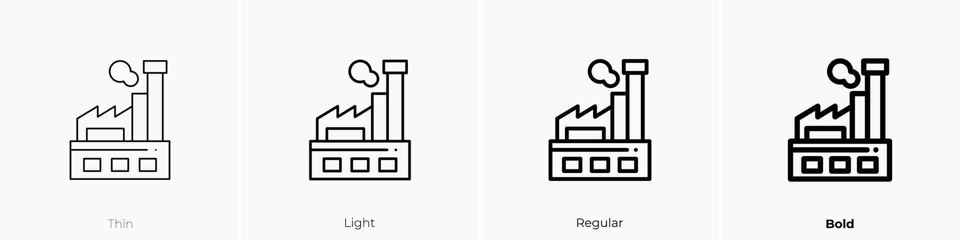 factory icon. Thin, Light, Regular And Bold style design isolated on white background vector