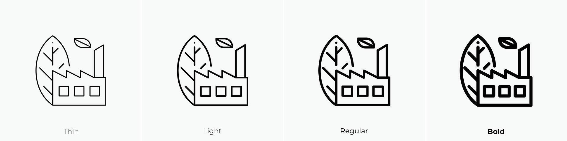 factory icon. Thin, Light, Regular And Bold style design isolated on white background vector