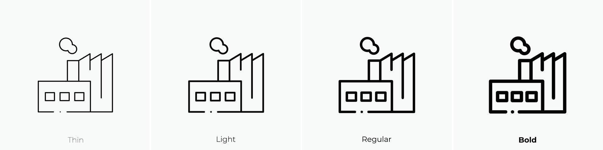 factory icon. Thin, Light, Regular And Bold style design isolated on white background vector