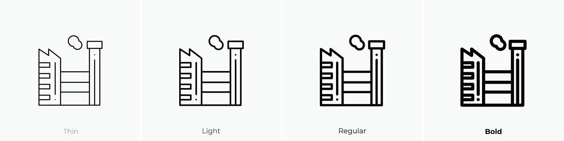 factory icon. Thin, Light, Regular And Bold style design isolated on white background vector