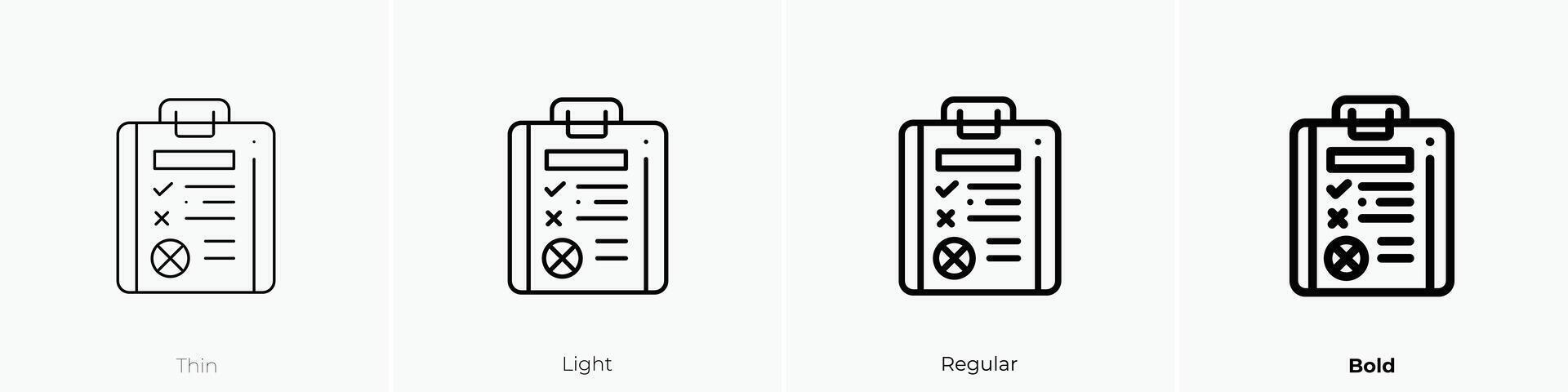 fail icon. Thin, Light, Regular And Bold style design isolated on white background vector
