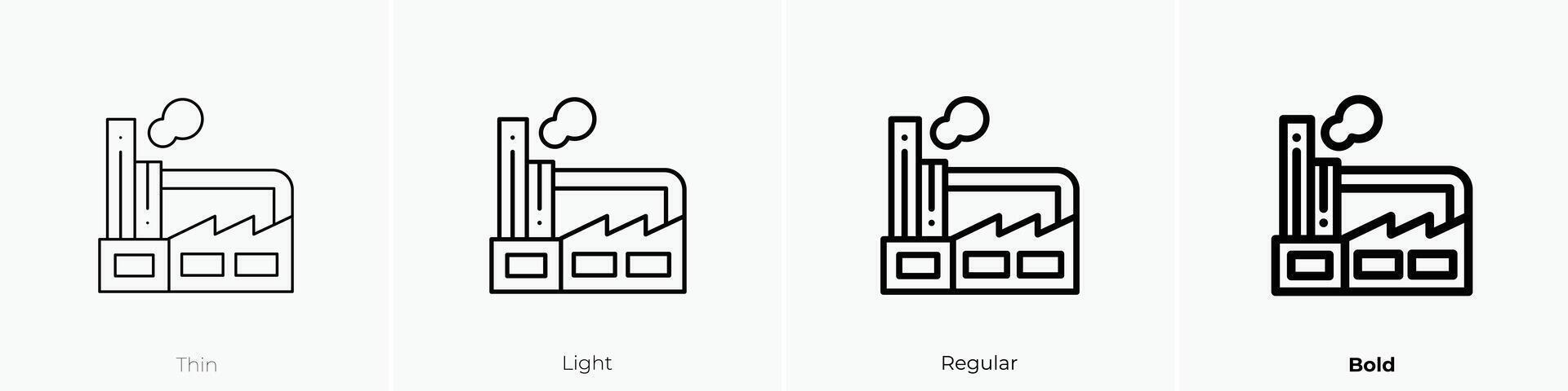 factory icon. Thin, Light, Regular And Bold style design isolated on white background vector