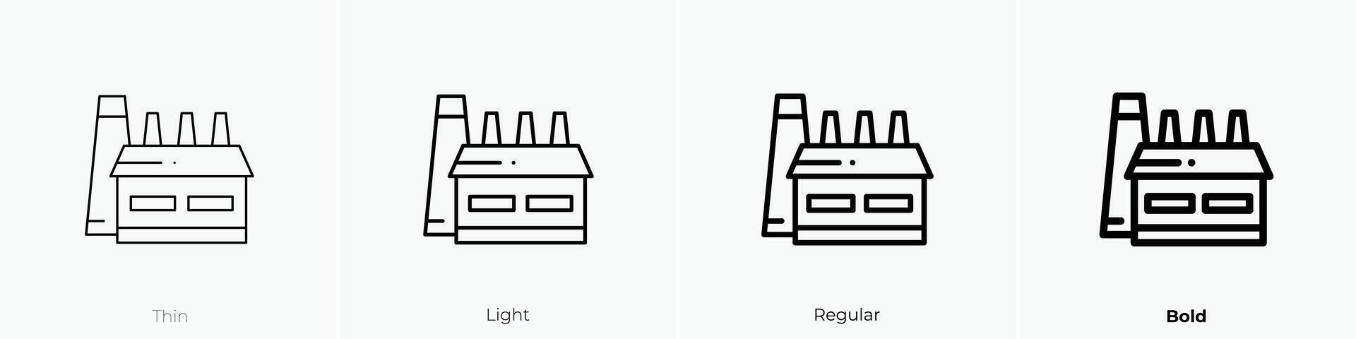 factory icon. Thin, Light, Regular And Bold style design isolated on white background vector