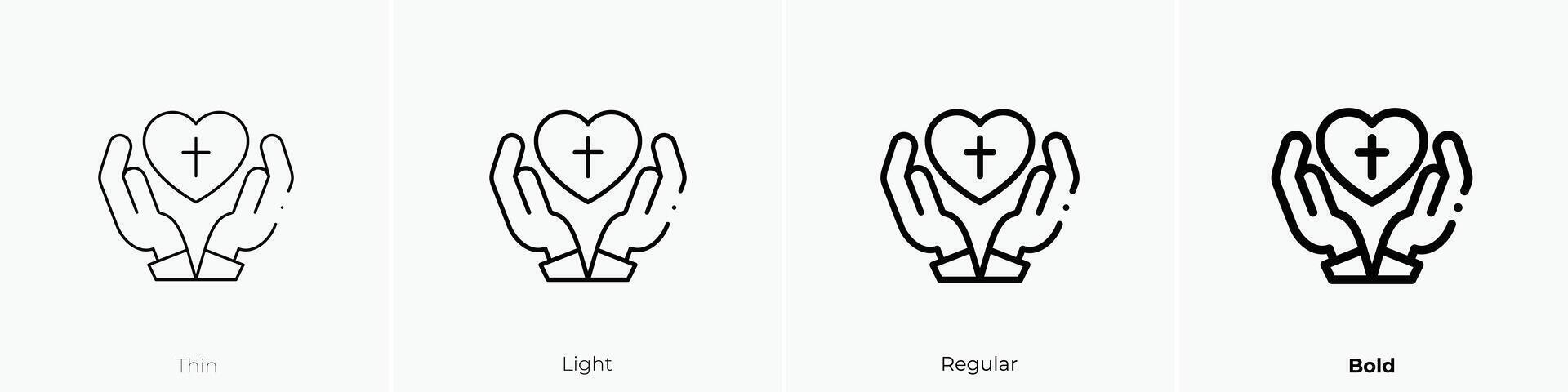 faith icon. Thin, Light, Regular And Bold style design isolated on white background vector