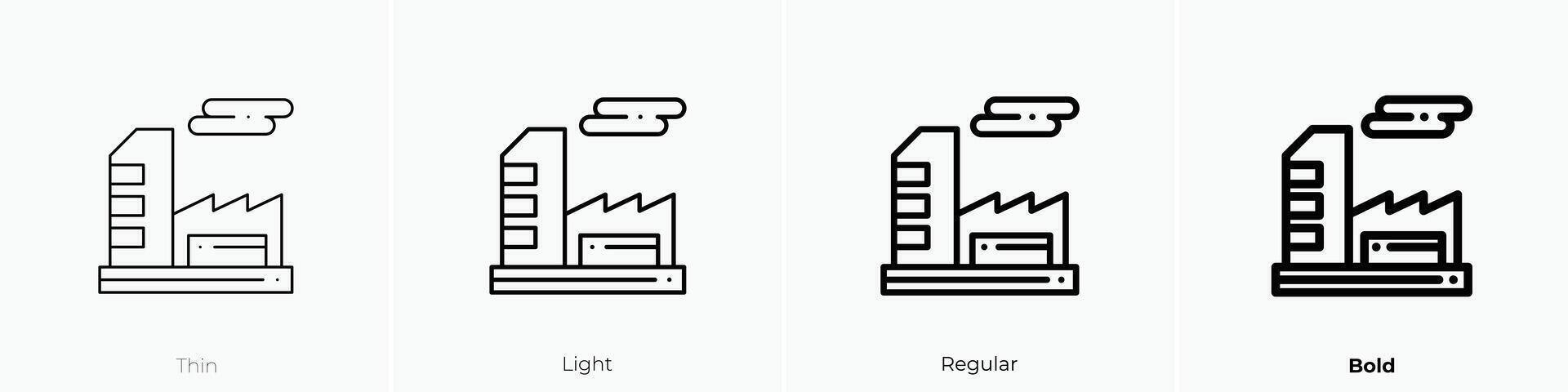 factory icon. Thin, Light, Regular And Bold style design isolated on white background vector