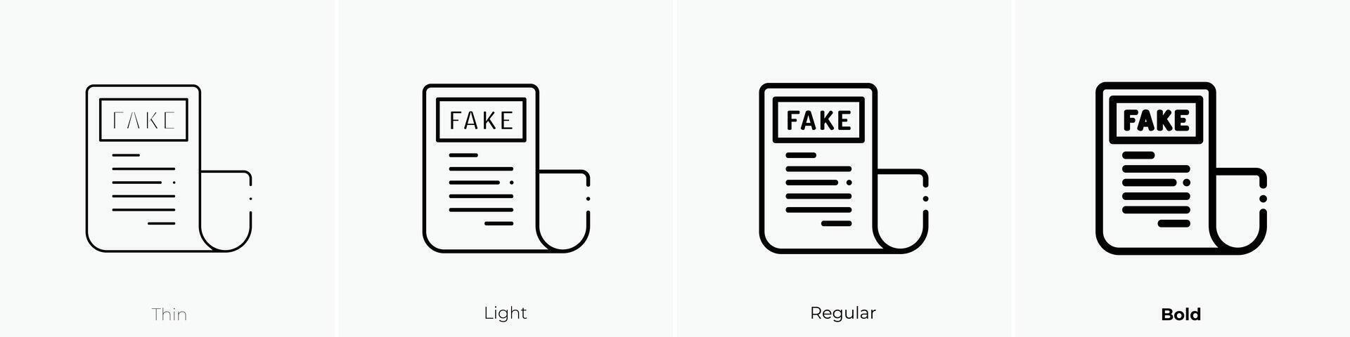 fake news icon. Thin, Light, Regular And Bold style design isolated on white background vector
