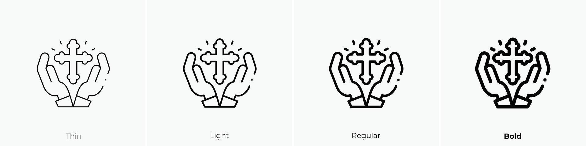 faith icon. Thin, Light, Regular And Bold style design isolated on white background vector