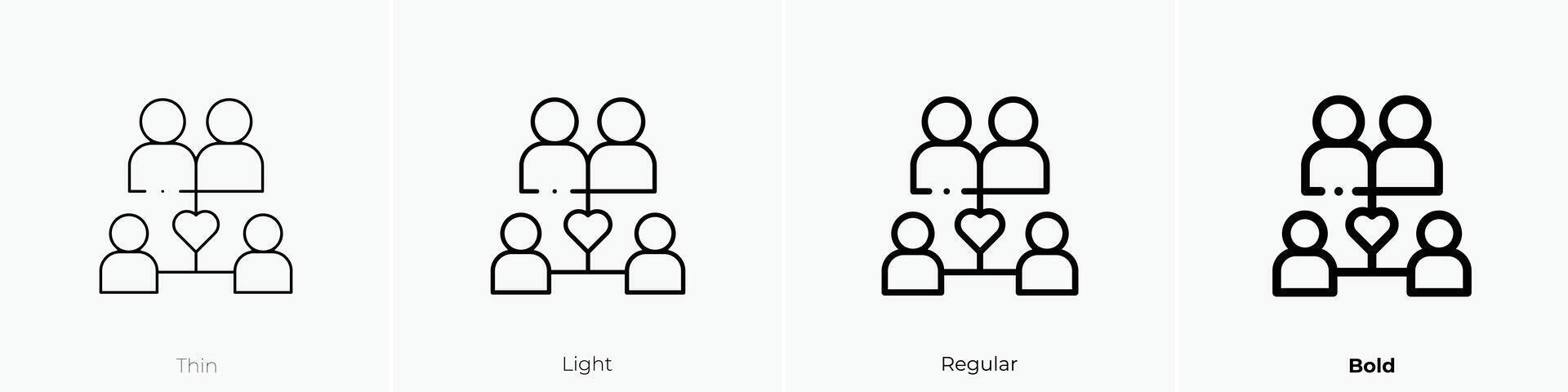 family tree icon. Thin, Light, Regular And Bold style design isolated on white background vector