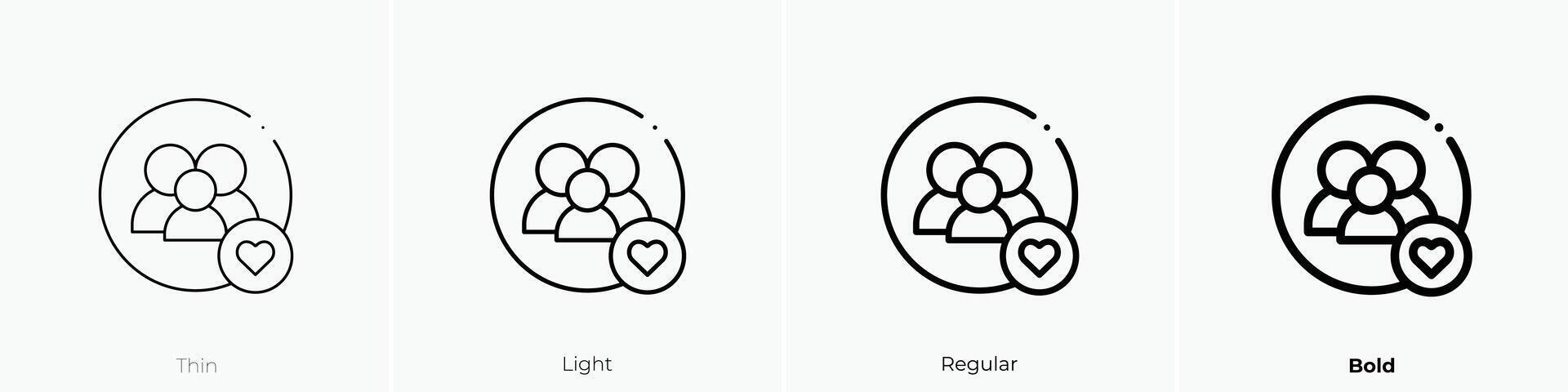 family icon. Thin, Light, Regular And Bold style design isolated on white background vector