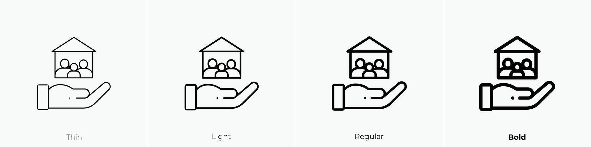 family icon. Thin, Light, Regular And Bold style design isolated on white background vector
