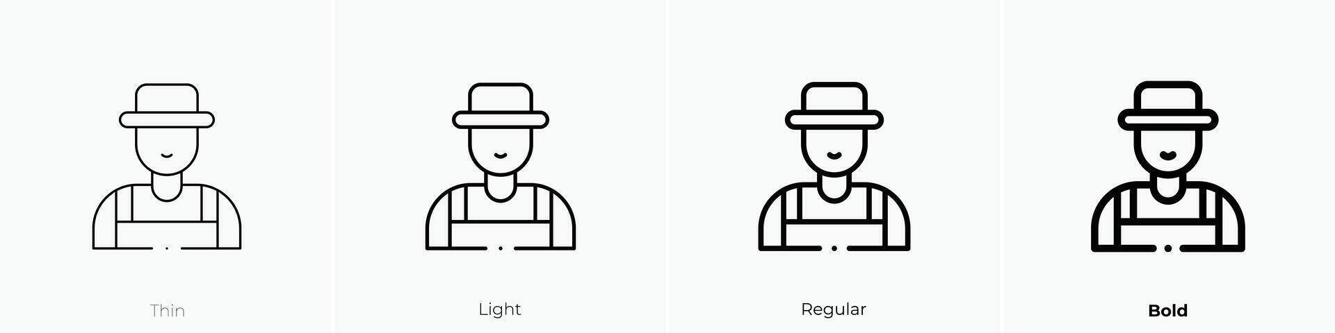farmer icon. Thin, Light, Regular And Bold style design isolated on white background vector