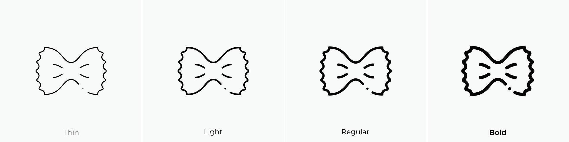 farfalle icon. Thin, Light, Regular And Bold style design isolated on white background vector