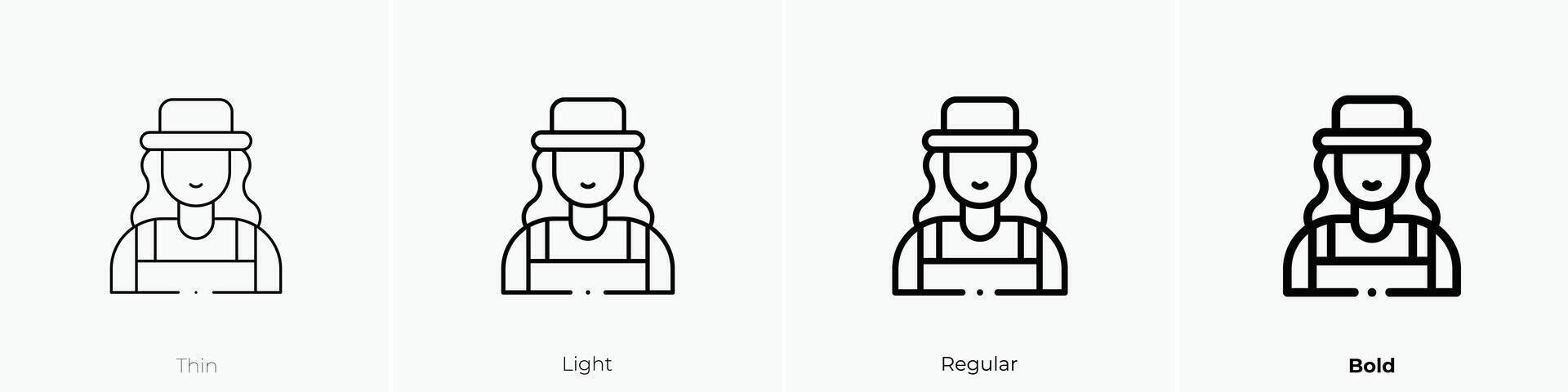farmer icon. Thin, Light, Regular And Bold style design isolated on white background vector