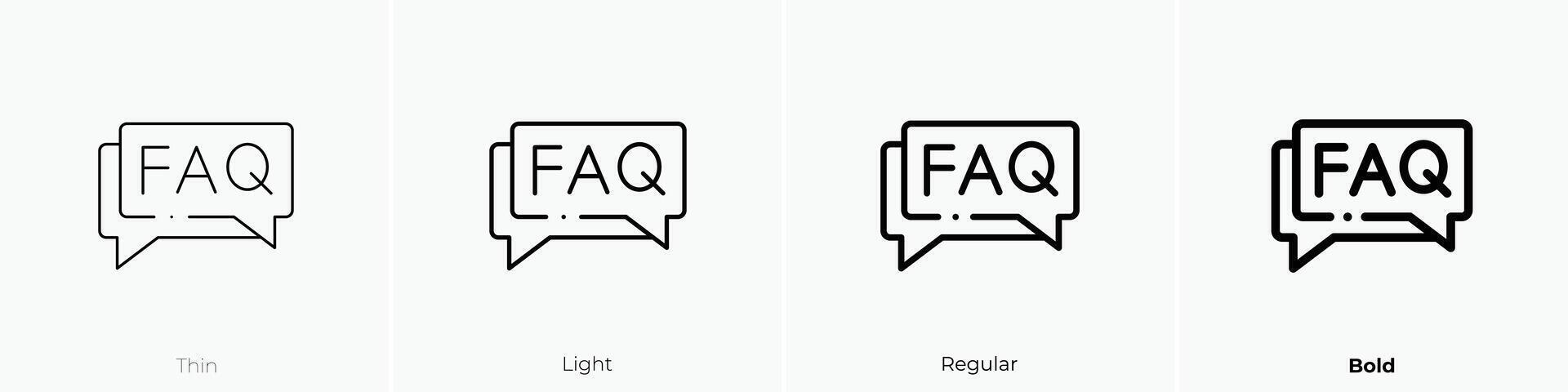 faq icon. Thin, Light, Regular And Bold style design isolated on white background vector