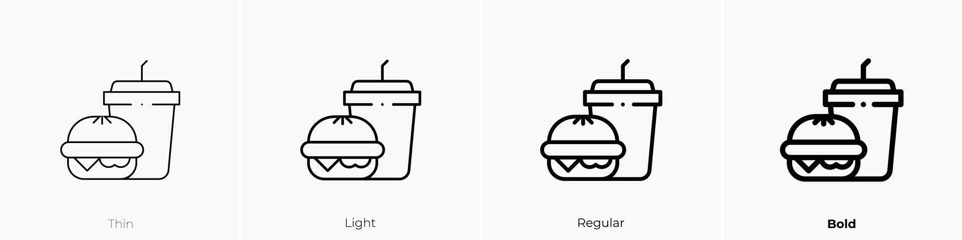 fast food icon. Thin, Light, Regular And Bold style design isolated on white background vector