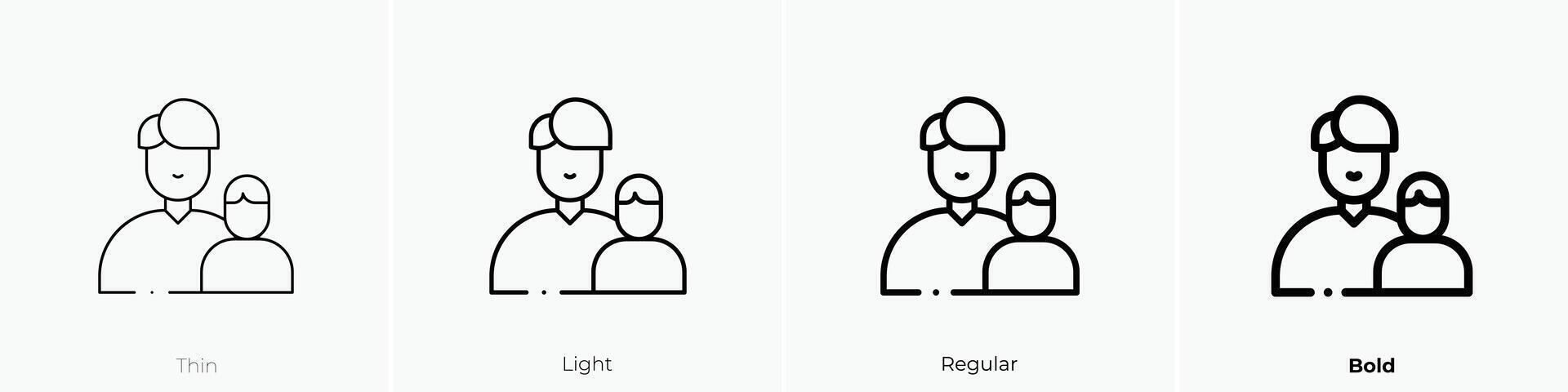father and son icon. Thin, Light, Regular And Bold style design isolated on white background vector