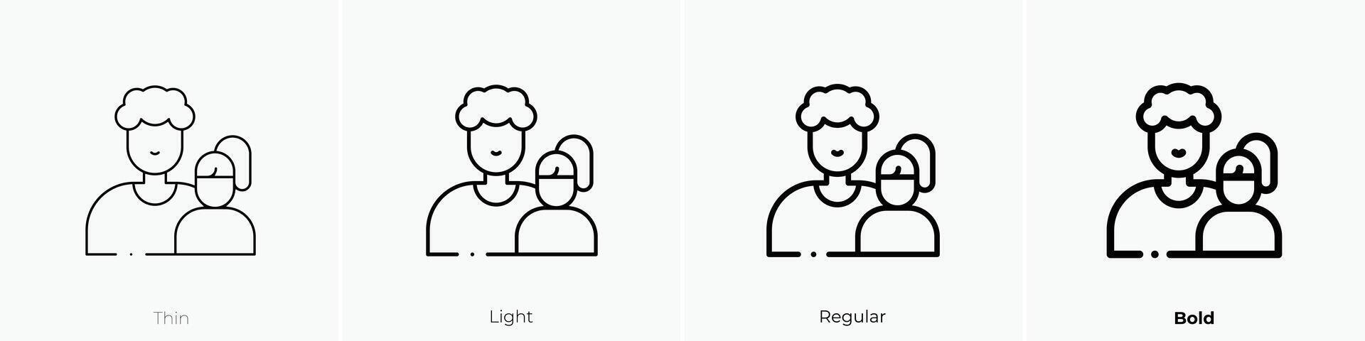 father and daughter icon. Thin, Light, Regular And Bold style design isolated on white background vector