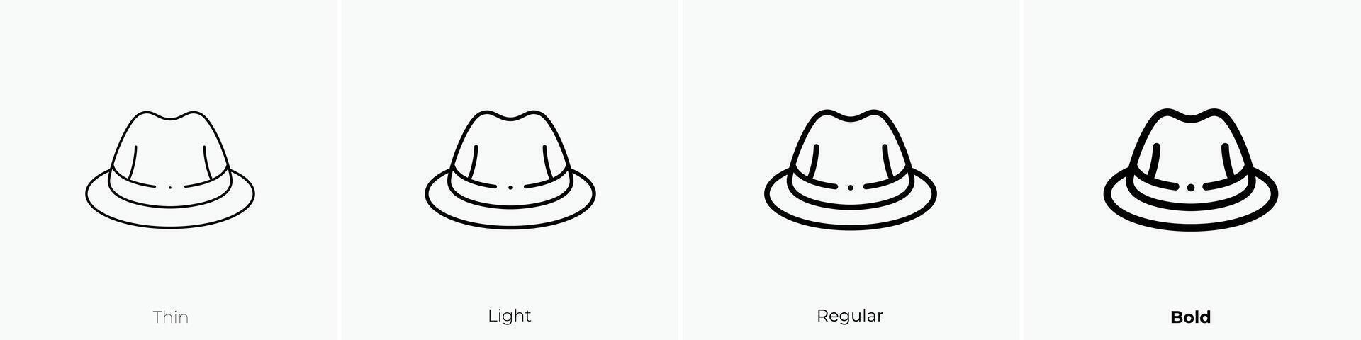 fedora hat icon. Thin, Light, Regular And Bold style design isolated on white background vector