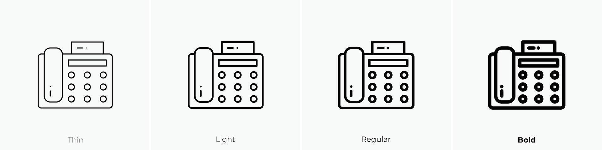 fax icon. Thin, Light, Regular And Bold style design isolated on white background vector