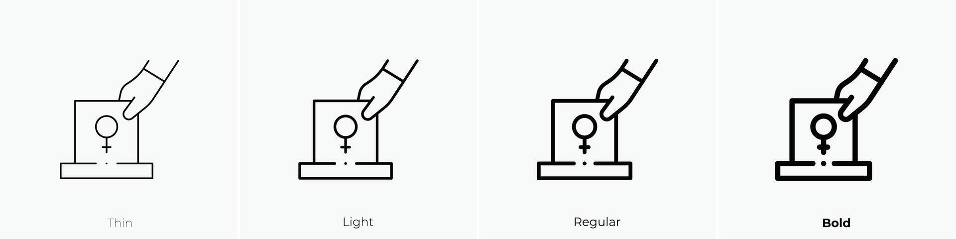 feminism icon. Thin, Light, Regular And Bold style design isolated on white background vector