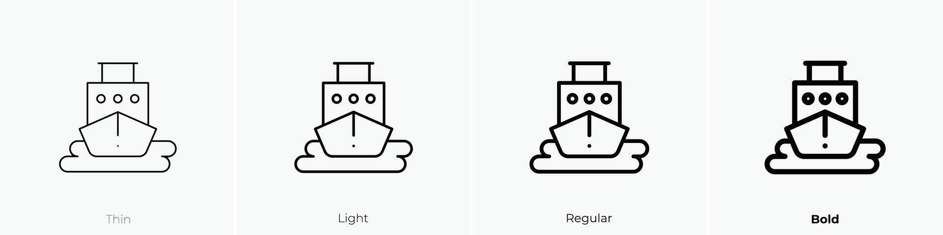 ferry boat icon. Thin, Light, Regular And Bold style design isolated on white background vector