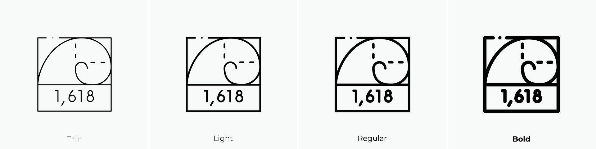 fibonacci icon. Thin, Light, Regular And Bold style design isolated on white background vector