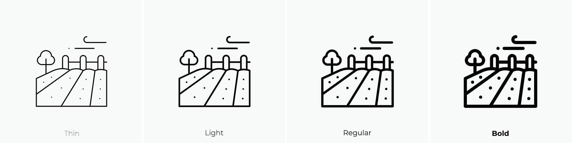 field icon. Thin, Light, Regular And Bold style design isolated on white background vector