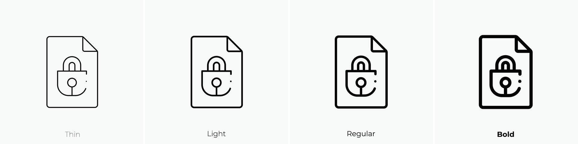 file icon. Thin, Light, Regular And Bold style design isolated on white background vector